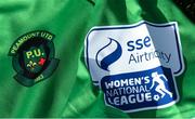 7 March 2021; A detailed view of the SSE Airtricity Women's National League logo and Peamount United crest ahead of the start of the 2021 SSE Airtricity Women's National League at the FAI National Training Centre in Abbotstown, Dublin. Photo by Ramsey Cardy/Sportsfile