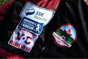 7 March 2021; A detailed view of the SSE Airtricity Women's National League logo and Galway WFC crest ahead of the start of the 2021 SSE Airtricity Women's National League at the FAI National Training Centre in Abbotstown, Dublin. Photo by Ramsey Cardy/Sportsfile