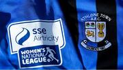 7 March 2021; A detailed view of the SSE Airtricity Women's National League logo and Athlone Town crest ahead of the start of the 2021 SSE Airtricity Women's National League at the FAI National Training Centre in Abbotstown, Dublin. Photo by Ramsey Cardy/Sportsfile