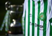 7 March 2021; A detailed view of the Bray Wanderers jersey and SSE Airtricity League First Division cup ahead of the start of the 2021 SSE Airtricity League First Division season at the FAI National Training Centre in Abbotstown, Dublin. Photo by Stephen McCarthy/Sportsfile