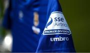 7 March 2021; A detailed view of the SSE Airtricity League Premier Division logo on the Waterford FC jersey ahead of the start of the 2021 SSE Airtricity League Premier Division season at the FAI National Training Centre in Abbotstown, Dublin. Photo by Stephen McCarthy/Sportsfile
