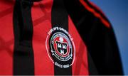 7 March 2021; A detailed view of the Bohemians jersey ahead of the start of the 2021 SSE Airtricity League Premier Division season at the FAI National Training Centre in Abbotstown, Dublin. Photo by Stephen McCarthy/Sportsfile