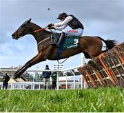 18 March 2021; Flooring Porter, with Danny Mullins up, jump the last on their way to winning The Paddy Power Stayers' Hurdle on day 3 of the Cheltenham Racing Festival at Prestbury Park in Cheltenham, England. Photo by Hugh Routledge/Sportsfile