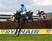 18 March 2021; The Shunter, with Jordan Gainford up, jump the last on their way to winning The Paddy Power Plate on day 3 of the Cheltenham Racing Festival at Prestbury Park in Cheltenham, England. Photo by Hugh Routledge/Sportsfile