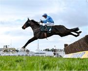 18 March 2021; The Shunter, with Jordan Gainford up, jump the last on their way to winning The Paddy Power Plate on day 3 of the Cheltenham Racing Festival at Prestbury Park in Cheltenham, England. Photo by Hugh Routledge/Sportsfile