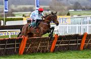 18 March 2021; Telmesomethinggirl, with Rachael Blackmore up, jump the last on their way to winning The Parnell Properties Mares Novices' Hurdle on day 3 of the Cheltenham Racing Festival at Prestbury Park in Cheltenham, England. Photo by Hugh Routledge/Sportsfile