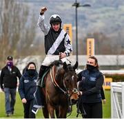 18 March 2021; Mount Ida and jockey Jack Kennedy are led into the winners enclosure after winning the Fulke Walwyn Kim Muir Challenge Cup on day 3 of the Cheltenham Racing Festival at Prestbury Park in Cheltenham, England. Photo by Hugh Routledge/Sportsfile