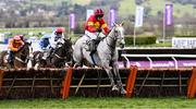 19 March 2021; Vanillier, with Mark Walsh up, jump the last on their way to winning The Albert Bartlett Novices' Hurdle Race on day 4 of the Cheltenham Racing Festival at Prestbury Park in Cheltenham, England. Photo by Hugh Routledge/Sportsfile