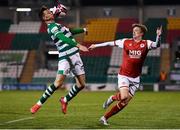 19 March 2021; Ronan Finn of Shamrock Rovers in action against Chris Forrester of St Patrick's Athletic during the SSE Airtricity League Premier Division match between Shamrock Rovers and St Patrick's Athletic at Tallaght Stadium in Dublin. Photo by Harry Murphy/Sportsfile