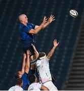 19 March 2021; Devin Toner of Leinster wins possession in the lineout against Will Griffiths of Ospreys during the Guinness PRO14 match between Leinster and Ospreys at RDS Arena in Dublin. Photo by Ramsey Cardy/Sportsfile