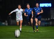 19 March 2021; Dewi Cross of Ospreys in action against Max O'Reilly, left, and Dave Kearney of Leinster during the Guinness PRO14 match between Leinster and Ospreys at RDS Arena in Dublin. Photo by Ramsey Cardy/Sportsfile