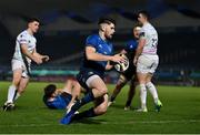 19 March 2021; Harry Byrne of Leinster runs through to score his side's first try during the Guinness PRO14 match between Leinster and Ospreys at RDS Arena in Dublin. Photo by Brendan Moran/Sportsfile