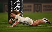 19 March 2021; Brad Roberts of Ulster scores his side's seventh try during the Guinness PRO14 match between Ulster and Zebre at Kingspan Stadium in Belfast. Photo by David Fitzgerald/Sportsfile