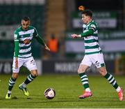19 March 2021; Ronan Finn, right, and Graham Burke of Shamrock Rovers during the SSE Airtricity League Premier Division match between Shamrock Rovers and St Patrick's Athletic at Tallaght Stadium in Dublin. Photo by Harry Murphy/Sportsfile
