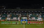19 March 2021; Players and officials line up before the SSE Airtricity League Premier Division match between Shamrock Rovers and St Patrick's Athletic at Tallaght Stadium in Dublin. Photo by Stephen McCarthy/Sportsfile