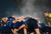 19 March 2021; Referee Chris Busby watches as a scrum is engaged during the Guinness PRO14 match between Leinster and Ospreys at RDS Arena in Dublin. Photo by Brendan Moran/Sportsfile