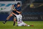 19 March 2021; Jack Dunne of Leinster is tackled by Josh Thomas of Ospreys during the Guinness PRO14 match between Leinster and Ospreys at RDS Arena in Dublin. Photo by Piaras Ó Mídheach/Sportsfile