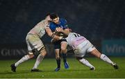 19 March 2021; Harry Byrne of Leinster is tackled by Rhys Davies, left, and Tom Botha of Ospreys during the Guinness PRO14 match between Leinster and Ospreys at RDS Arena in Dublin. Photo by Piaras Ó Mídheach/Sportsfile