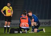 19 March 2021; Ciarán Frawley of Leinster receives medical attention for an injury during the Guinness PRO14 match between Leinster and Ospreys at RDS Arena in Dublin. Photo by Piaras Ó Mídheach/Sportsfile