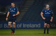 19 March 2021; Josh Murphy, left, and Michael Bent of Leinster during the Guinness PRO14 match between Leinster and Ospreys at RDS Arena in Dublin. Photo by Piaras Ó Mídheach/Sportsfile