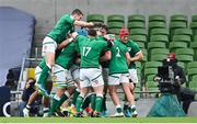 20 March 2021; Ireland players congratulate team-mate Keith Earls after he scored their first try during the Guinness Six Nations Rugby Championship match between Ireland and England at Aviva Stadium in Dublin. Photo by Brendan Moran/Sportsfile