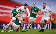 20 March 2021; Elliot Daly of England is tackled by Robbie Henshaw of Ireland during the Guinness Six Nations Rugby Championship match between Ireland and England at Aviva Stadium in Dublin. Photo by Ramsey Cardy/Sportsfile
