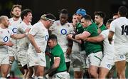 20 March 2021; Peter O’Mahony of Ireland with Jamie George and Maro Itoje of England during the Guinness Six Nations Rugby Championship match between Ireland and England at Aviva Stadium in Dublin. Photo by Brendan Moran/Sportsfile