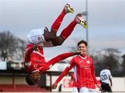 20 March 2021; Romeo Parkes of Sligo Rovers celebrates after scoring his side's first goal during the SSE Airtricity League Premier Division match between Sligo Rovers and Dundalk at The Showgrounds in Sligo. Photo by Stephen McCarthy/Sportsfile