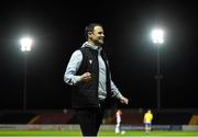 20 March 2021; Longford Town manager Daire Doyle celebrates at the final whistle during the SSE Airtricity League Premier Division match between Longford Town and Derry City at Bishopsgate in Longford. Photo by Eóin Noonan/Sportsfile