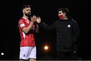 20 March 2021; Greg Bolger of Sligo Rovers and assistant manager John Russell following the SSE Airtricity League Premier Division match between Sligo Rovers and Dundalk at The Showgrounds in Sligo. Photo by Stephen McCarthy/Sportsfile