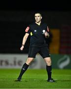 20 March 2021; Referee Adriano Reale during the SSE Airtricity League Premier Division match between Longford Town and Derry City at Bishopsgate in Longford. Photo by Eóin Noonan/Sportsfile