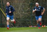 22 March 2021; Rhys Ruddock, left, and Michael Bent during Leinster Rugby squad training at UCD in Dublin. Photo by Ramsey Cardy/Sportsfile