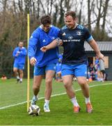 22 March 2021; Ross Byrne, left, and Ed Byrne during Leinster Rugby squad training at UCD in Dublin. Photo by Ramsey Cardy/Sportsfile