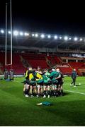22 March 2021; Connacht huddle ahead of the Guinness PRO14 match between Scarlets and Connacht at Parc y Scarlets in Llanelli, Wales. Photo by Gareth Everett/Sportsfile