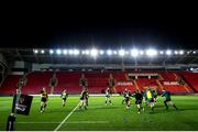 22 March 2021; Connacht players warm up ahead of the Guinness PRO14 match between Scarlets and Connacht at Parc y Scarlets in Llanelli, Wales. Photo by Gareth Everett/Sportsfile