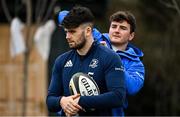 22 March 2021; Harry Byrne, left, and Leinster Sports Scientist Jack O'Brien during Leinster Rugby squad training at UCD in Dublin. Photo by Ramsey Cardy/Sportsfile