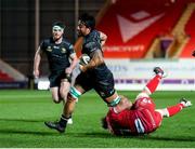 22 March 2021; Abraham Papali'i of Connacht is tackled by Jac Morgan of Scarlets during the Guinness PRO14 match between Scarlets and Connacht at Parc y Scarlets in Llanelli, Wales. Photo by Gareth Everett/Sportsfile