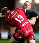 22 March 2021; Jordan Duggan of Connacht is tackled by Tyler Morgan of Scarlets during the Guinness PRO14 match between Scarlets and Connacht at Parc y Scarlets in Llanelli, Wales. Photo by Gareth Everett/Sportsfile