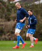 22 March 2021; Devin Toner, left, and Peter Dooley during Leinster Rugby squad training at UCD in Dublin. Photo by Ramsey Cardy/Sportsfile