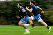 22 March 2021; Andrew Porter, left, and Jack Dunne during Leinster Rugby squad training at UCD in Dublin. Photo by Ramsey Cardy/Sportsfile