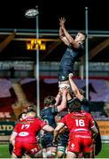 22 March 2021; Oisin Dowling of Connacht wins a lineout during the Guinness PRO14 match between Scarlets and Connacht at Parc y Scarlets in Llanelli, Wales. Photo by Gruff Thomas/Sportsfile