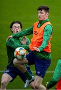 23 March 2021; Louie Watson, left, and Conor Grant during a Republic of Ireland U21's training session at Colliers Park in Wrexham, Wales. Photo by David Rawcliffe/Sportsfile
