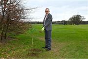 26 March 2021; To mark the launch of Phase 1 of the GAA Green Club Programme, the Easy Treesie – Crann Project (www.easytreesie.com) supported by Coillte (www.coillte.ie) and Trees on the Land (www.treesontheland.com) have agreed to provide GAA, Camogie and LGFA clubs with a generous allocation of native tree saplings, which due to current restrictions on access to Clubs will be distributed at the beginning of the next planting season in November. Coillte and Trees on the Land will donate and deliver approx. 50,000 native saplings to the project. To mark National Tree Week Uachtarán Cumann Luthchleas Gael, Larry McCarthy, planted a native oak, presented by Orla Farrell, Project lead of Easy Treesie. The planting took place on Fingal County Council land at Malahide Castle adjacent to the St Sylvester's GAA playing fields. Pictured is Uachtarán Chumann Lúthchleas Gael Larry McCarthy planting a native oak at Malahide Castle grounds in Dublin. Photo by Brendan Moran/Sportsfile