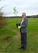 26 March 2021; To mark the launch of Phase 1 of the GAA Green Club Programme, the Easy Treesie – Crann Project (www.easytreesie.com) supported by Coillte (www.coillte.ie) and Trees on the Land (www.treesontheland.com) have agreed to provide GAA, Camogie and LGFA clubs with a generous allocation of native tree saplings, which due to current restrictions on access to Clubs will be distributed at the beginning of the next planting season in November. Coillte and Trees on the Land will donate and deliver approx. 50,000 native saplings to the project. To mark National Tree Week Uachtarán Cumann Luthchleas Gael, Larry McCarthy, planted a native oak, presented by Orla Farrell, Project lead of Easy Treesie. The planting took place on Fingal County Council land at Malahide Castle adjacent to the St Sylvester's GAA playing fields. Pictured is Uachtarán Chumann Lúthchleas Gael Larry McCarthy after planting a native oak at Malahide Castle grounds in Dublin. Photo by Brendan Moran/Sportsfile