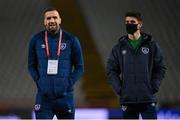 24 March 2021; Shane Duffy, left, and Darragh Lenihan of Republic of Ireland ahead of the FIFA World Cup 2022 qualifying group A match between Serbia and Republic of Ireland at Stadion Rajko Mitic in Belgrade, Serbia. Photo by Stephen McCarthy/Sportsfile