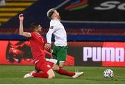 24 March 2021; Stefan Mitrovic of Serbia tackles Aaron Connolly of Republic of Ireland during the FIFA World Cup 2022 qualifying group A match between Serbia and Republic of Ireland at Stadion Rajko Mitic in Belgrade, Serbia. Photo by Stephen McCarthy/Sportsfile