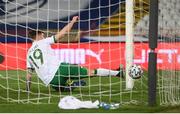 24 March 2021; James Collins of Republic of Ireland scores his side's second goal during the FIFA World Cup 2022 qualifying group A match between Serbia and Republic of Ireland at Stadion Rajko Mitic in Belgrade, Serbia. Photo by Stephen McCarthy/Sportsfile
