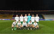 24 March 2021; The Republic of Ireland team, back row, from left, Alan Browne, Matt Doherty, Dara O'Shea, goalkeeper Mark Travers, Callum Robinson and Ciaran Clark, with front row, from left, captain Seamus Coleman, Josh Cullen, Aaron Connolly, Enda Stevens and Jayson Molumby before the FIFA World Cup 2022 qualifying group A match between Serbia and Republic of Ireland at Stadion Rajko Mitic in Belgrade, Serbia. Photo by Stephen McCarthy/Sportsfile