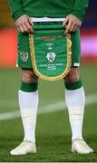 24 March 2021; Republic of Ireland captain Seamus Coleman holds the matchday pennant before the FIFA World Cup 2022 qualifying group A match between Serbia and Republic of Ireland at Stadion Rajko Mitic in Belgrade, Serbia. Photo by Stephen McCarthy/Sportsfile