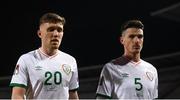 24 March 2021; Dara O'Shea, left, and Ciaran Clark of Republic of Ireland during the FIFA World Cup 2022 qualifying group A match between Serbia and Republic of Ireland at Stadion Rajko Mitic in Belgrade, Serbia. Photo by Stephen McCarthy/Sportsfile